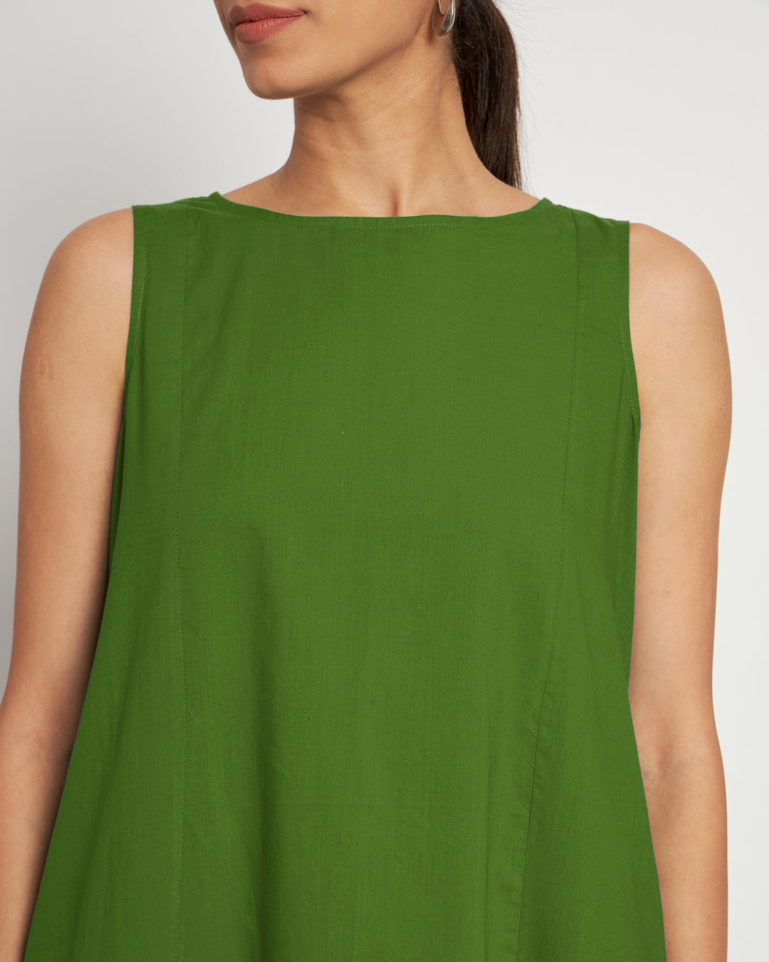 Greening Spring Sleeveless A-Line Solid Co-ord Set