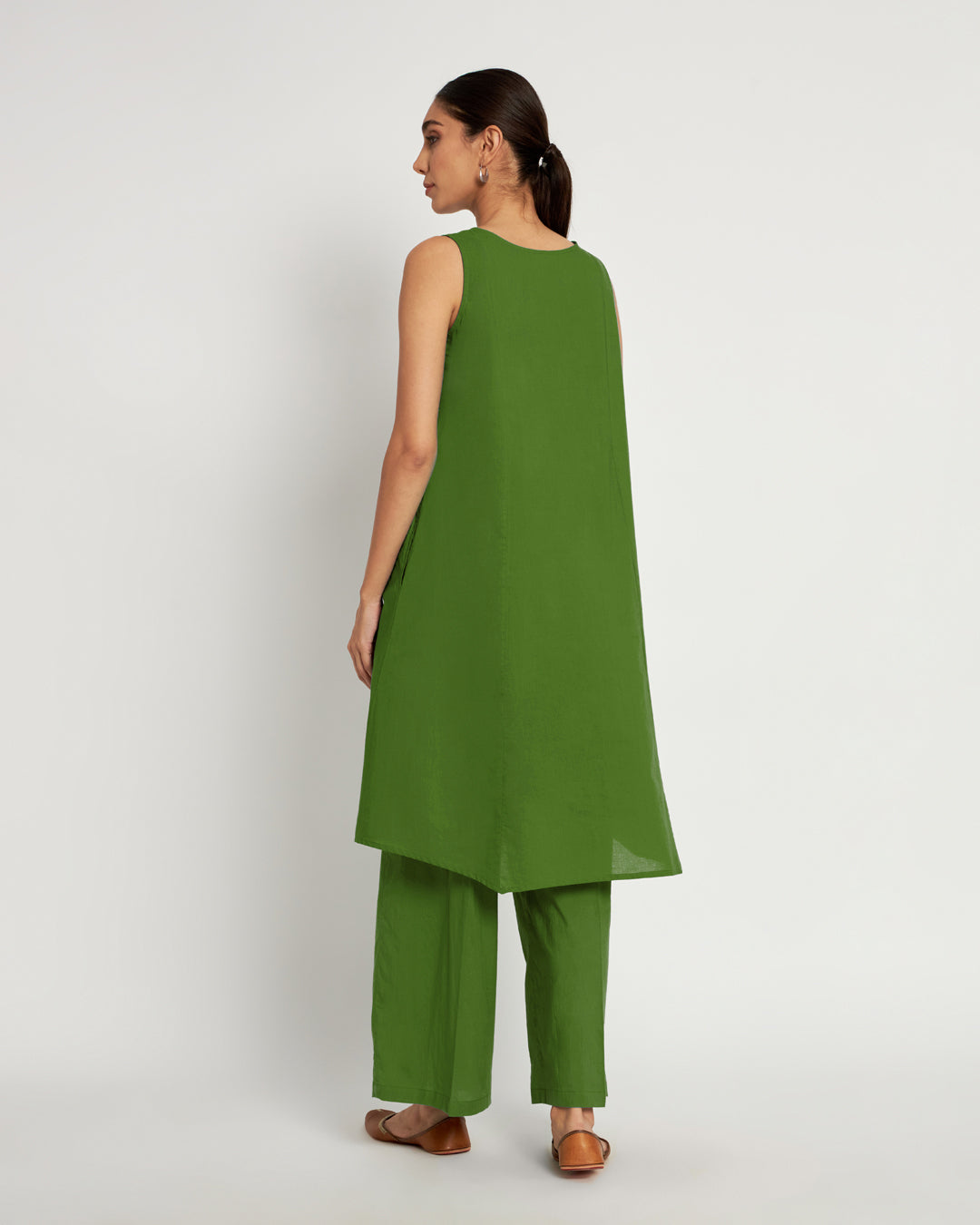 Greening Spring Sleeveless A-Line Solid Co-ord Set