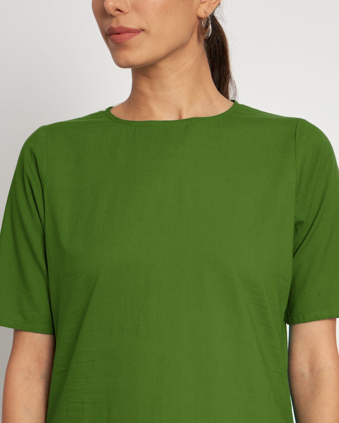 Greening Spring Round Neck Long Solid Co-ord Set