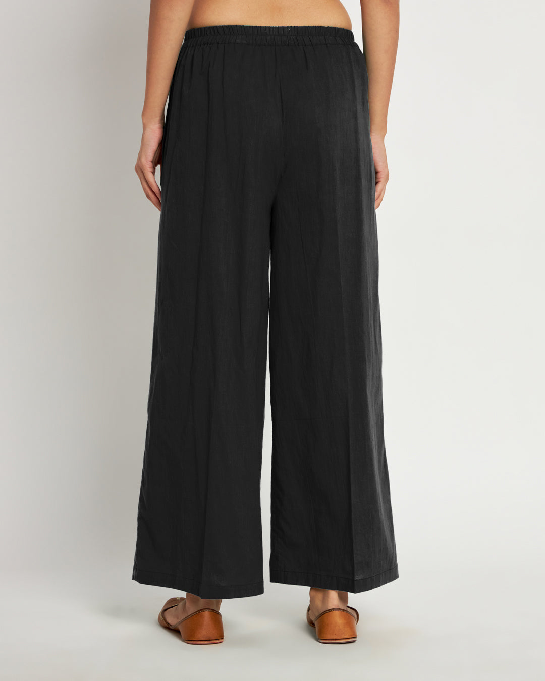 Combo: Black & Aurora Purple Wide Pants- Set Of 2