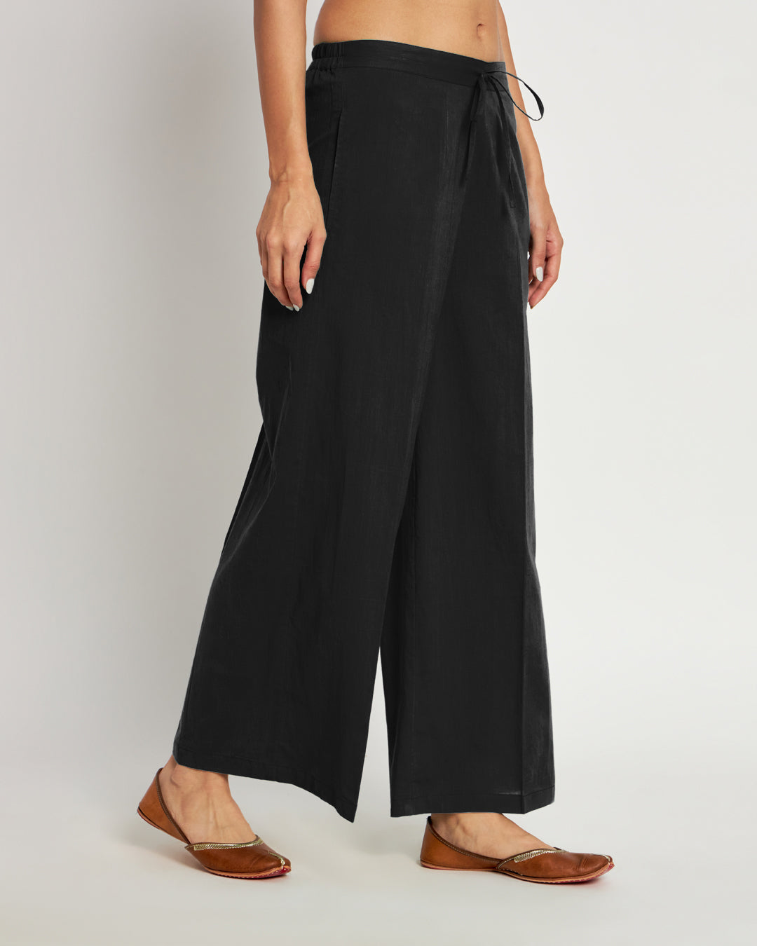 Combo: Black & Aurora Purple Wide Pants- Set Of 2