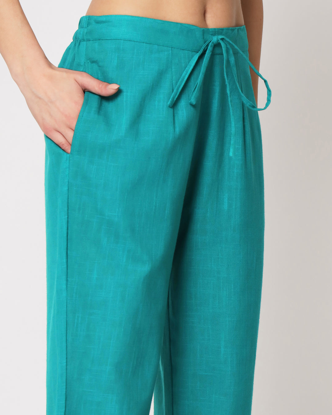 Green Gleam Collar Neck Mid Length Solid Co-ord Set