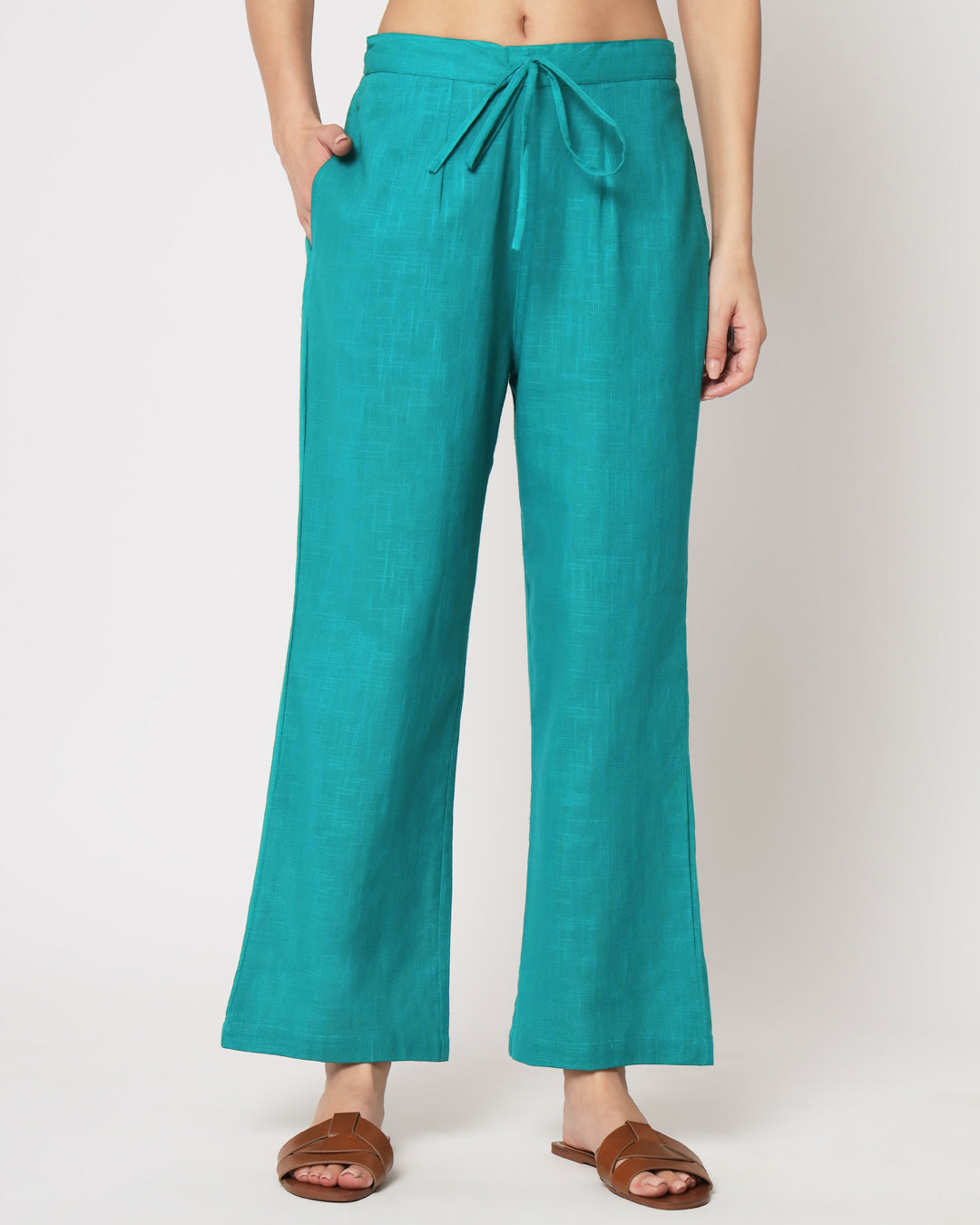 Green Gleam Collar Neck Mid Length Solid Co-ord Set