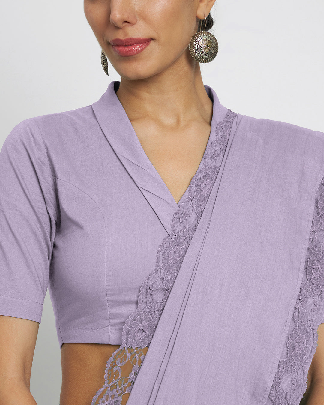 Lilac Lace Medley Cotton Saree