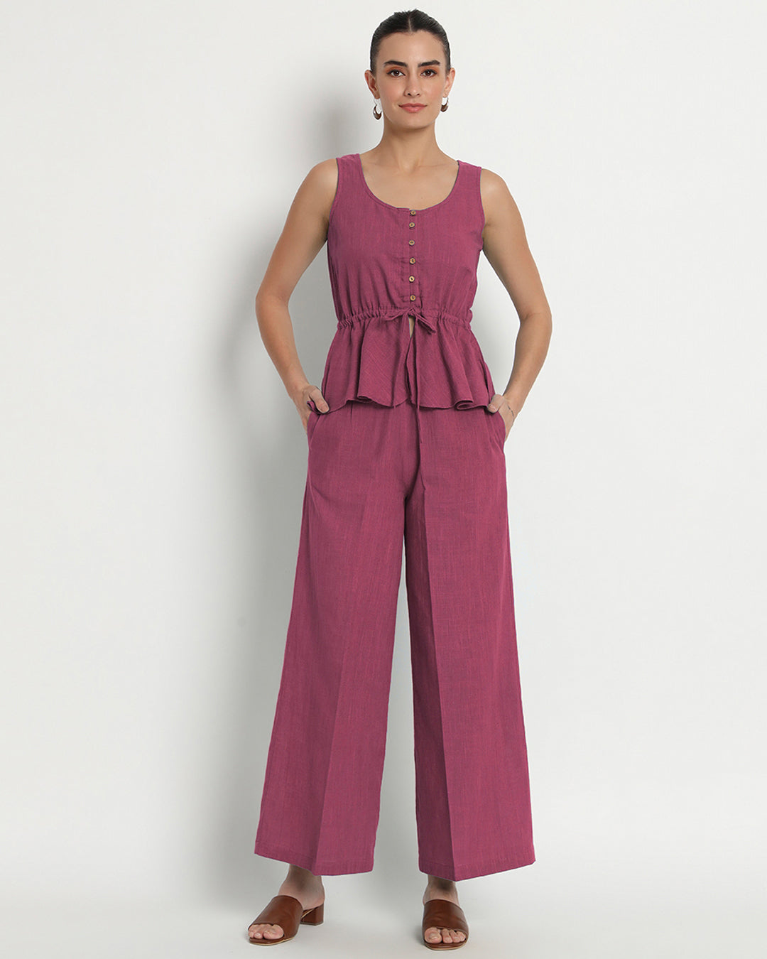 Wings of Rose Peplum Paradise Solid Co-ord Set