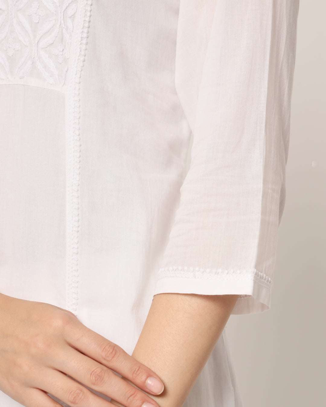 Svetah Mahira Chikankari Kurta (Without Bottoms)
