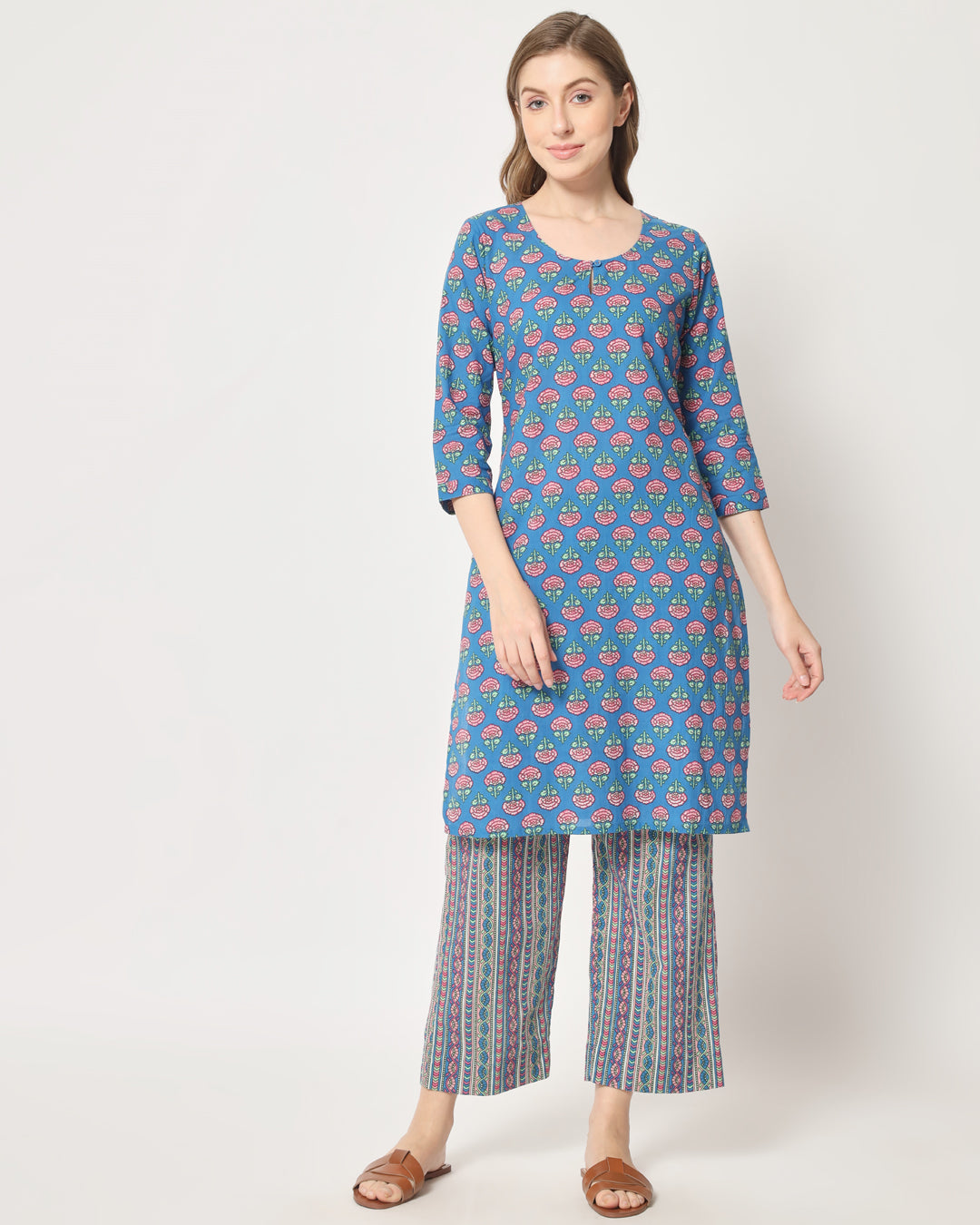 Printed Rhythmic Blue Co-ord Set