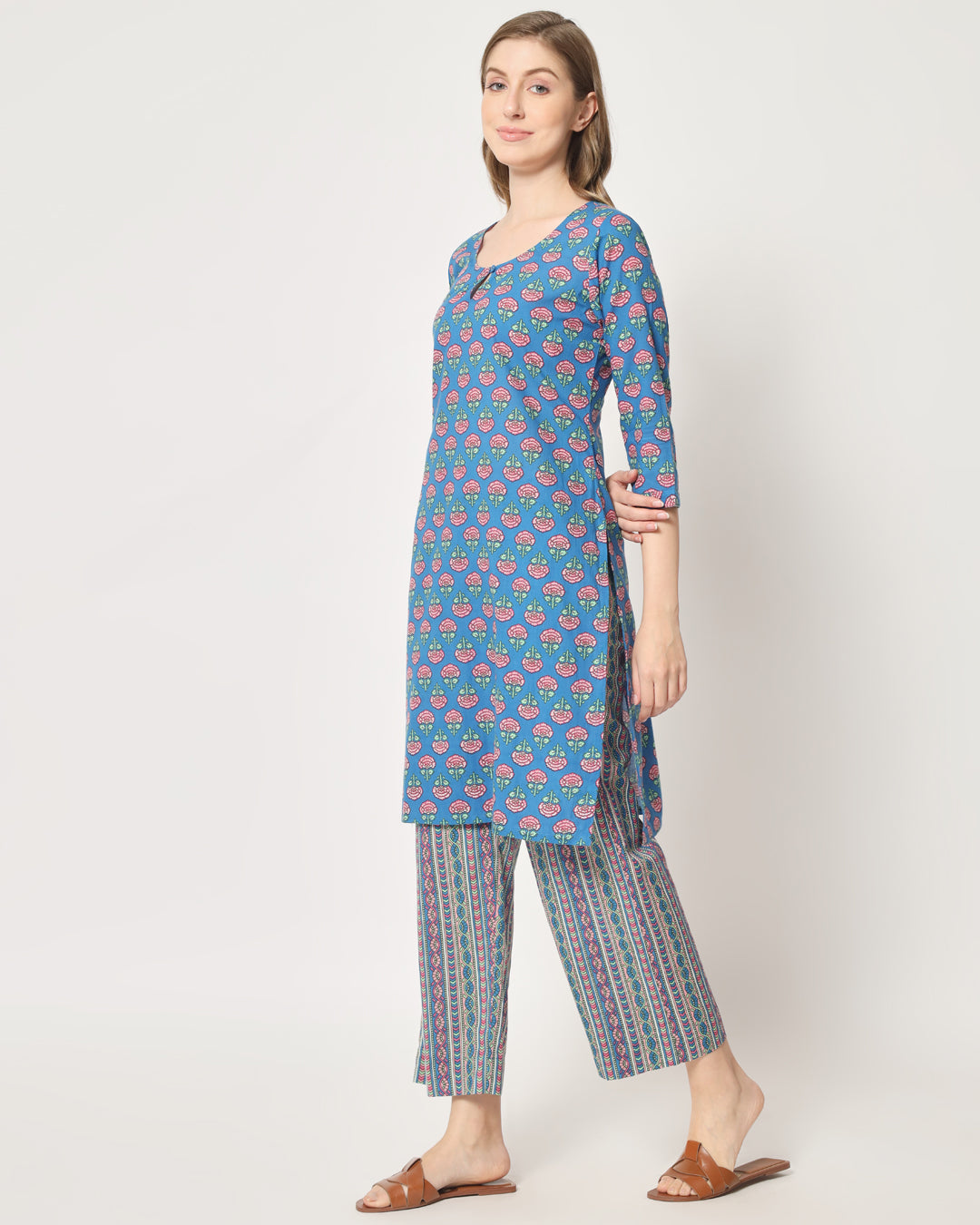 Printed Rhythmic Blue Co-ord Set