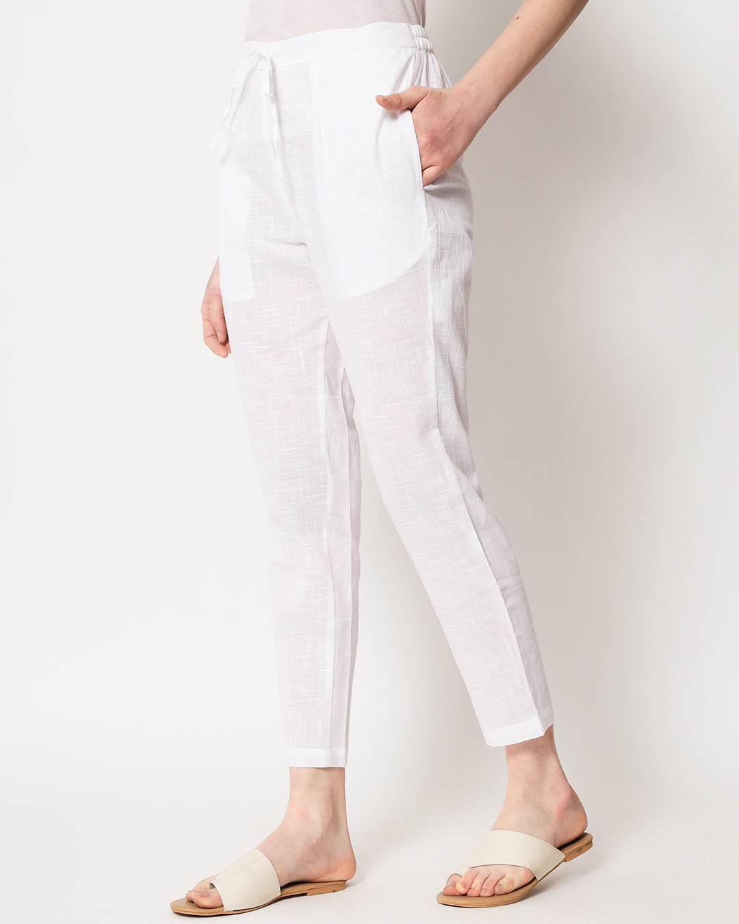 Chalk White Cigarette Pants