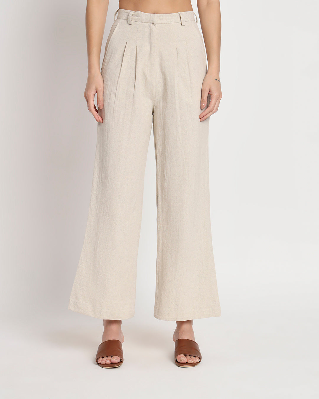 Easeful Tailored Elegance Beige Pants