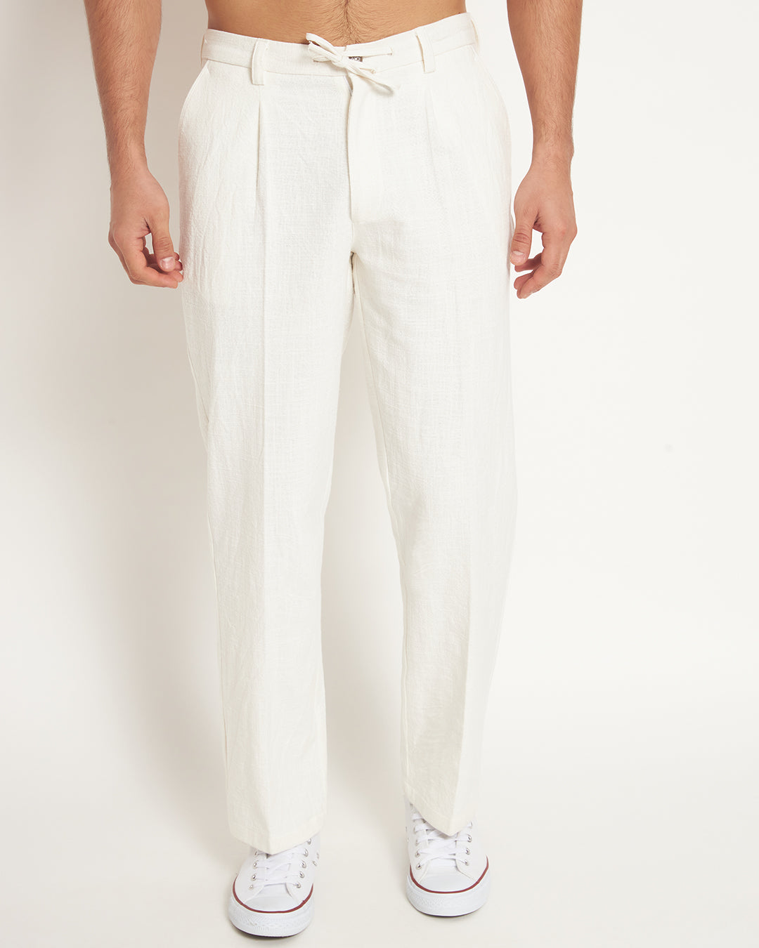 Combo: Casual Ease Beige & White Men's Pants - Set of 2