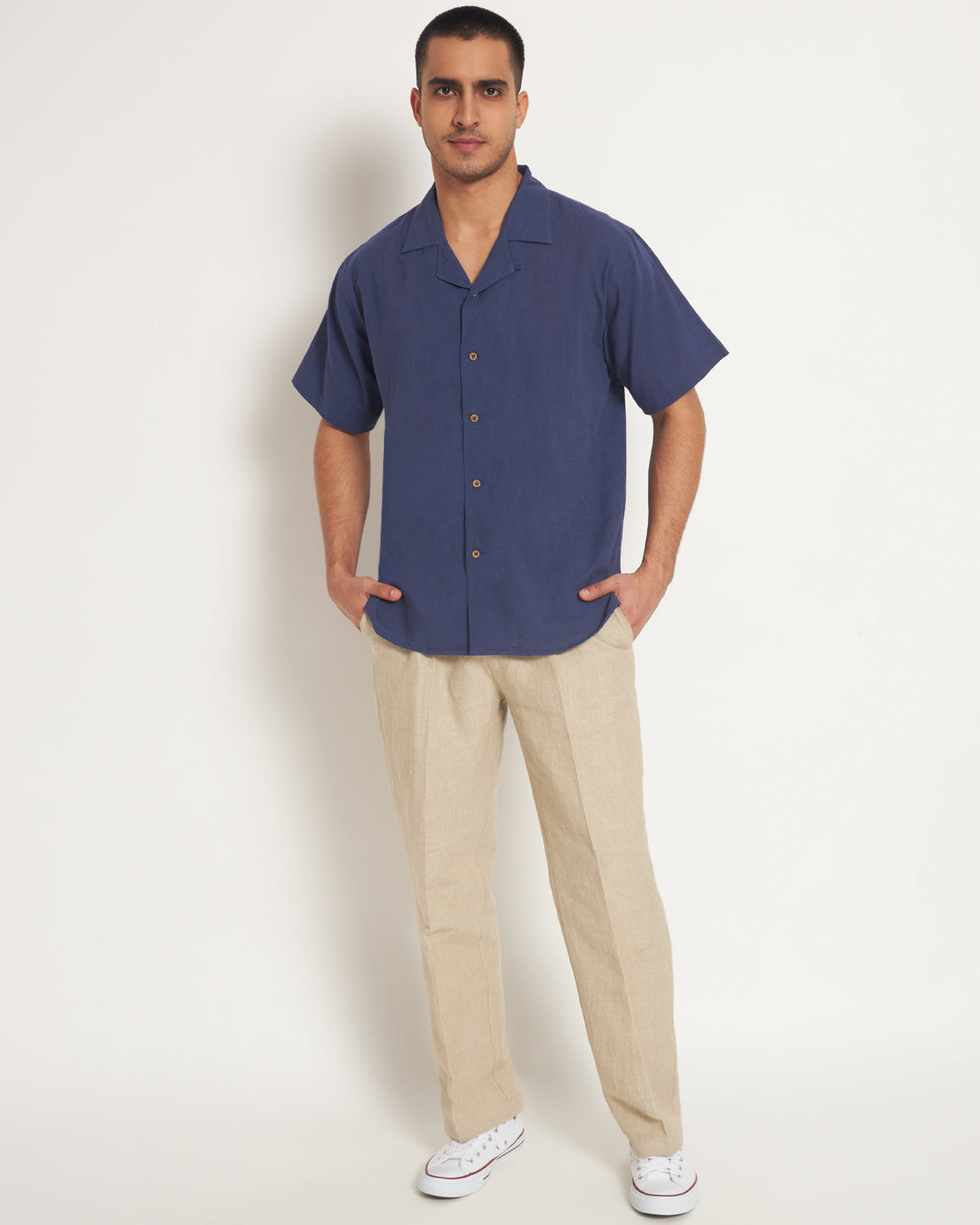 Combo: Classic Midnight Blue Half Sleeves Men's Shirt & Pants