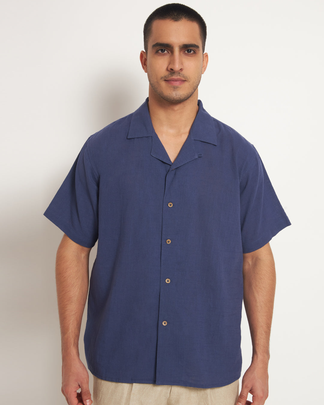 Classic Midnight Blue Men's Half Sleeves Shirt