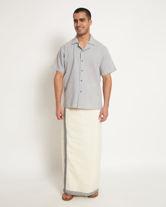 Threads of Tradition! Grey Striped Mundu