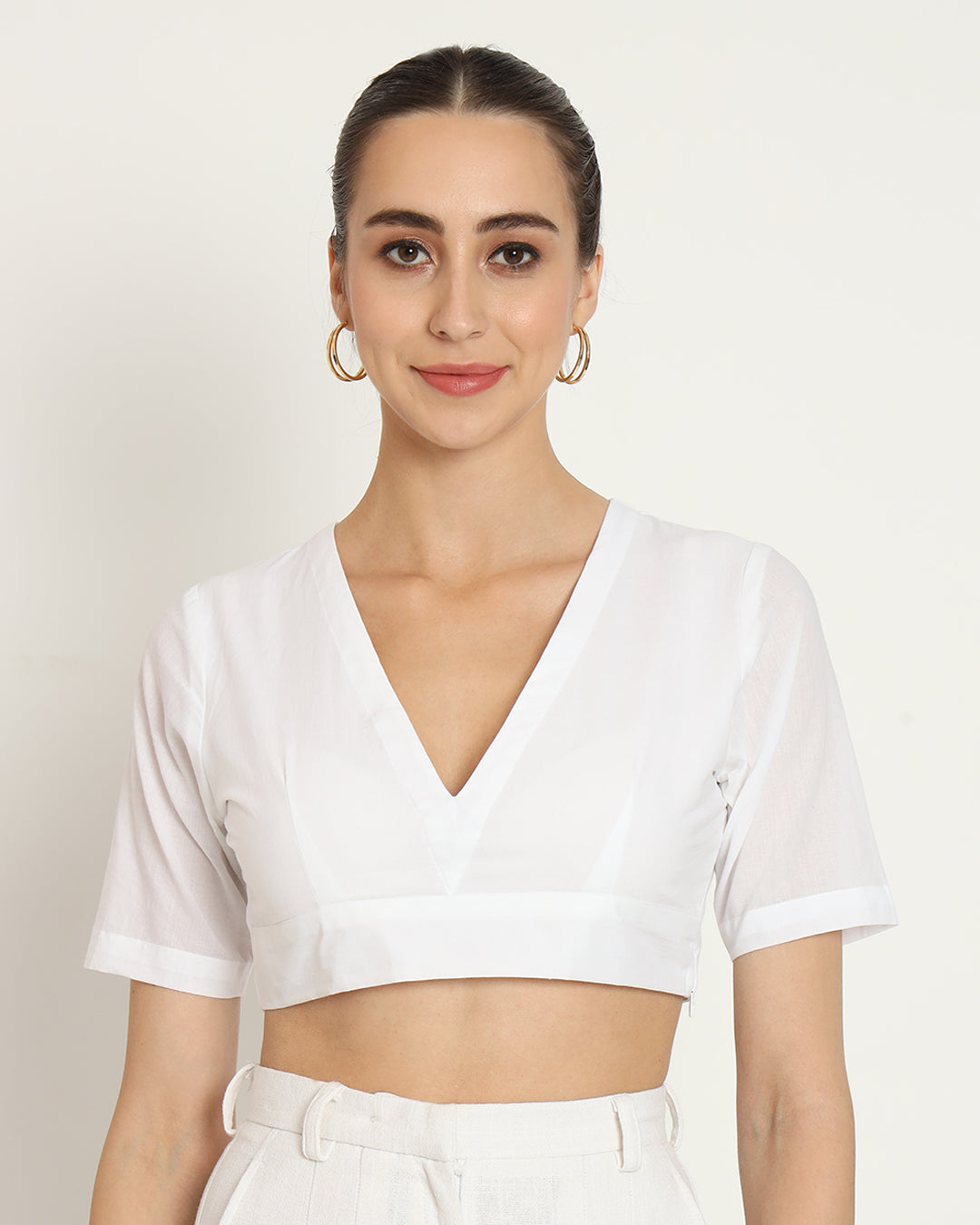 Deep v white blouse online