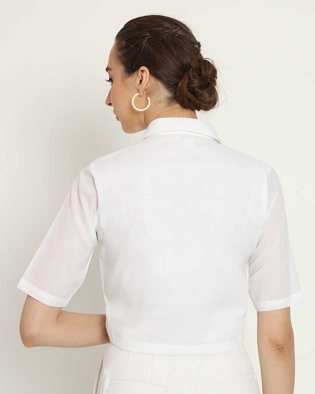 Pristine White Cropped Shirt Blouse