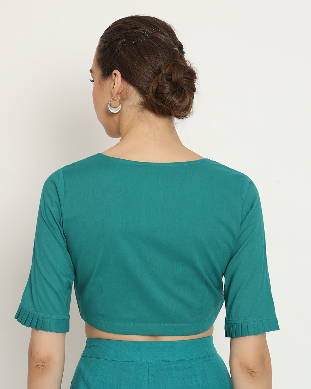 Forest Green Sensuous Slope Neck Blouse