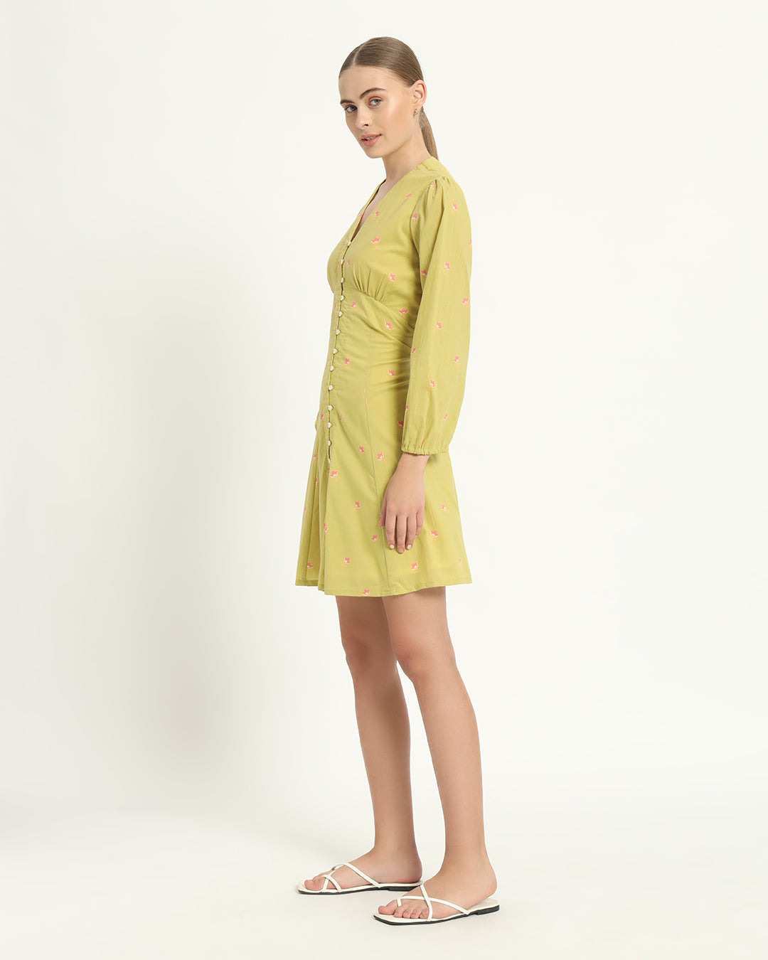 The Dafni Lime Cosmos Cotton Dress