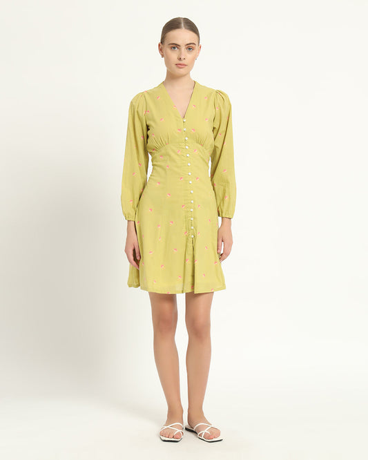 The Dafni Lime Cosmos Cotton Dress