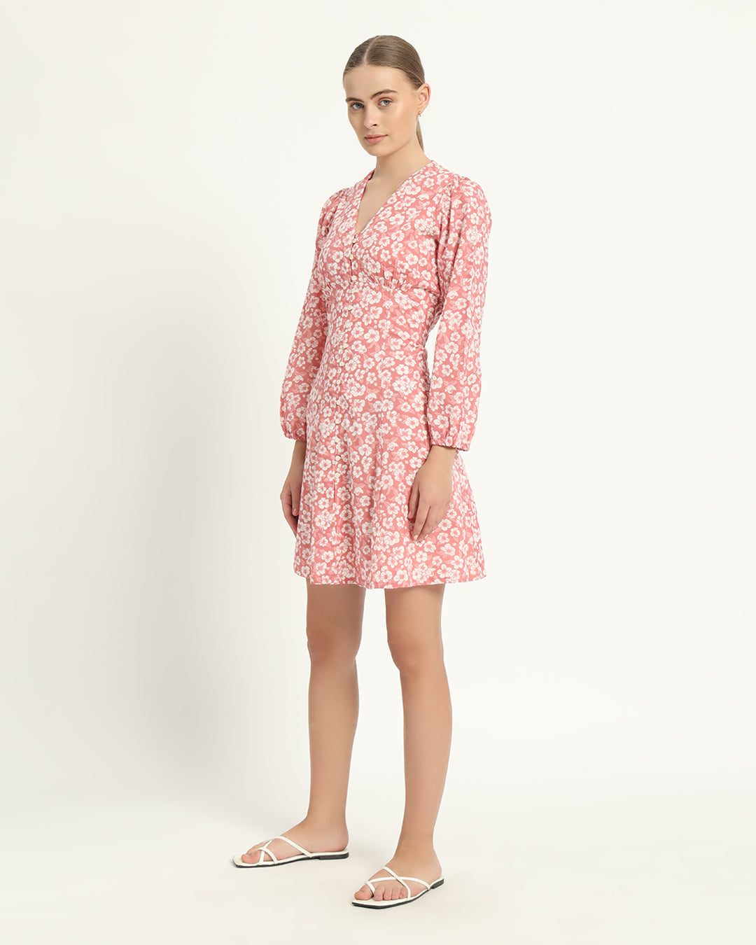 The Dafni Coral Gardenia Cotton Dress