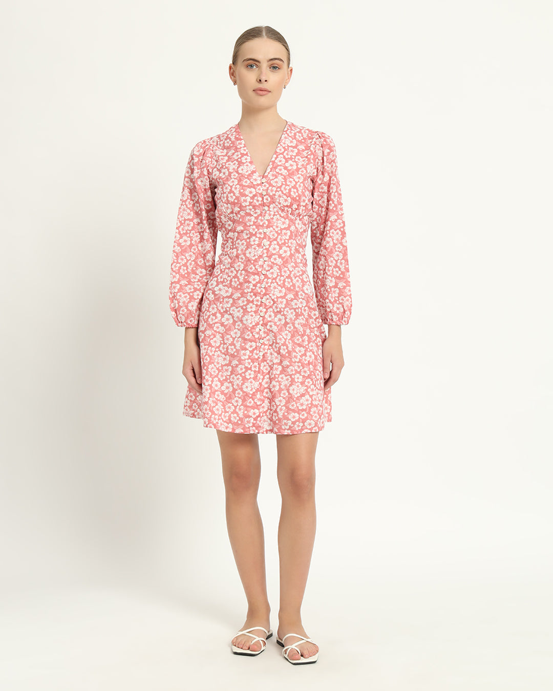 The Dafni Coral Gardenia Cotton Dress