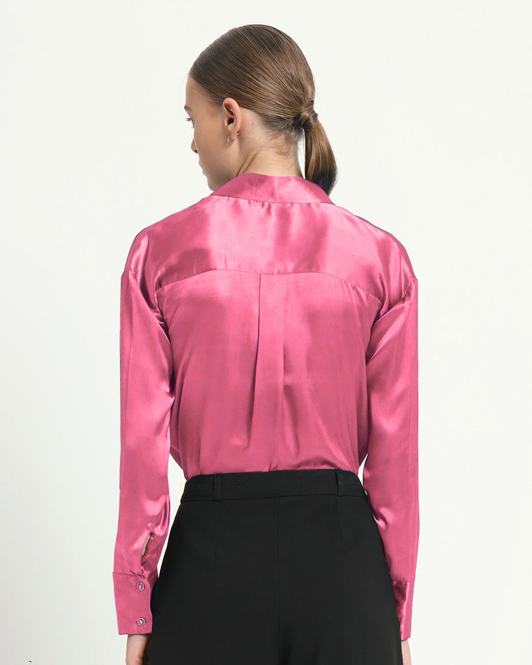 Satin Tailored Collar French Rose Shirt