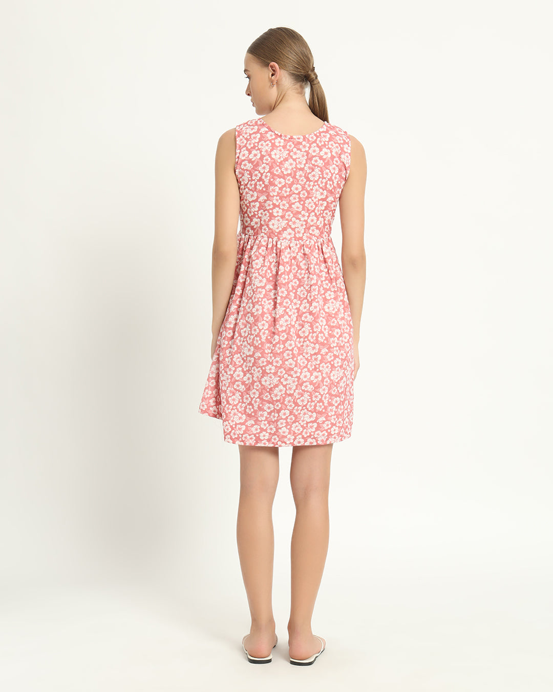 The Chania Coral Gardenia Cotton Dress