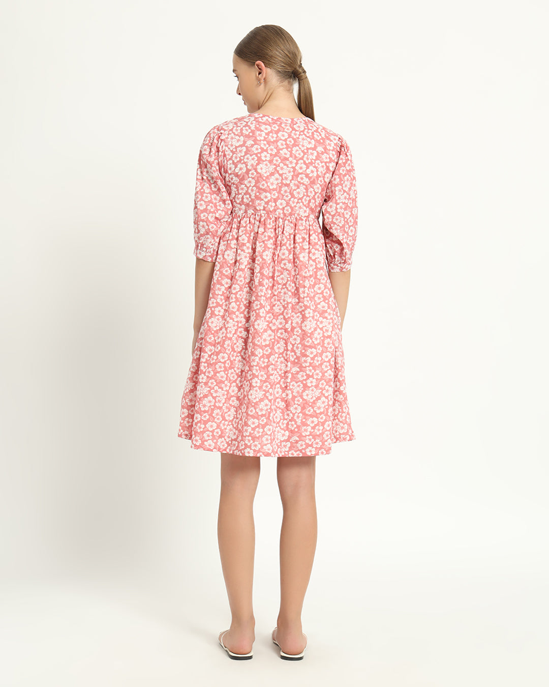 The Aira Coral Gardenia Cotton Dress