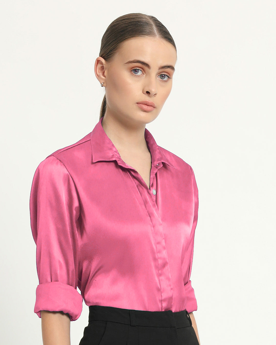 Satin Effect Formal French Rose Shirt