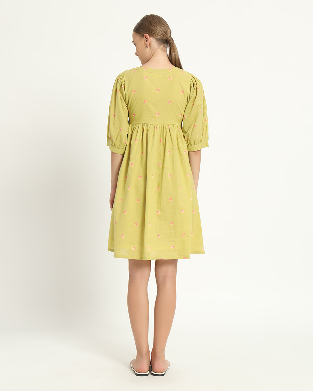 The Aira Lime Cosmos Cotton Dress