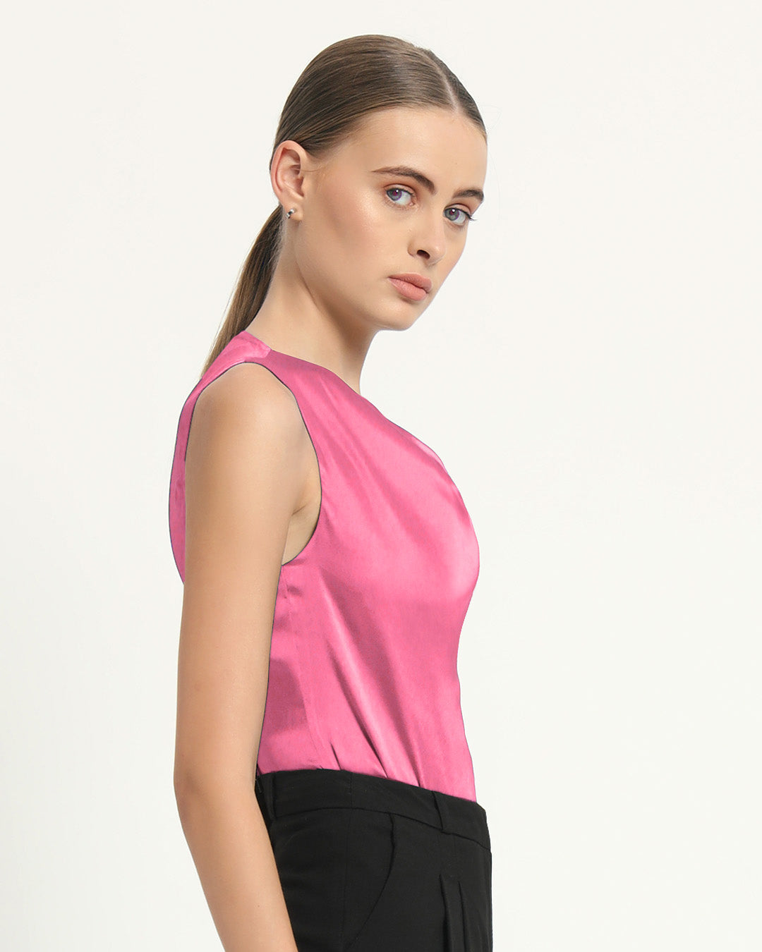 Satin Drapped Effect French Rose Top
