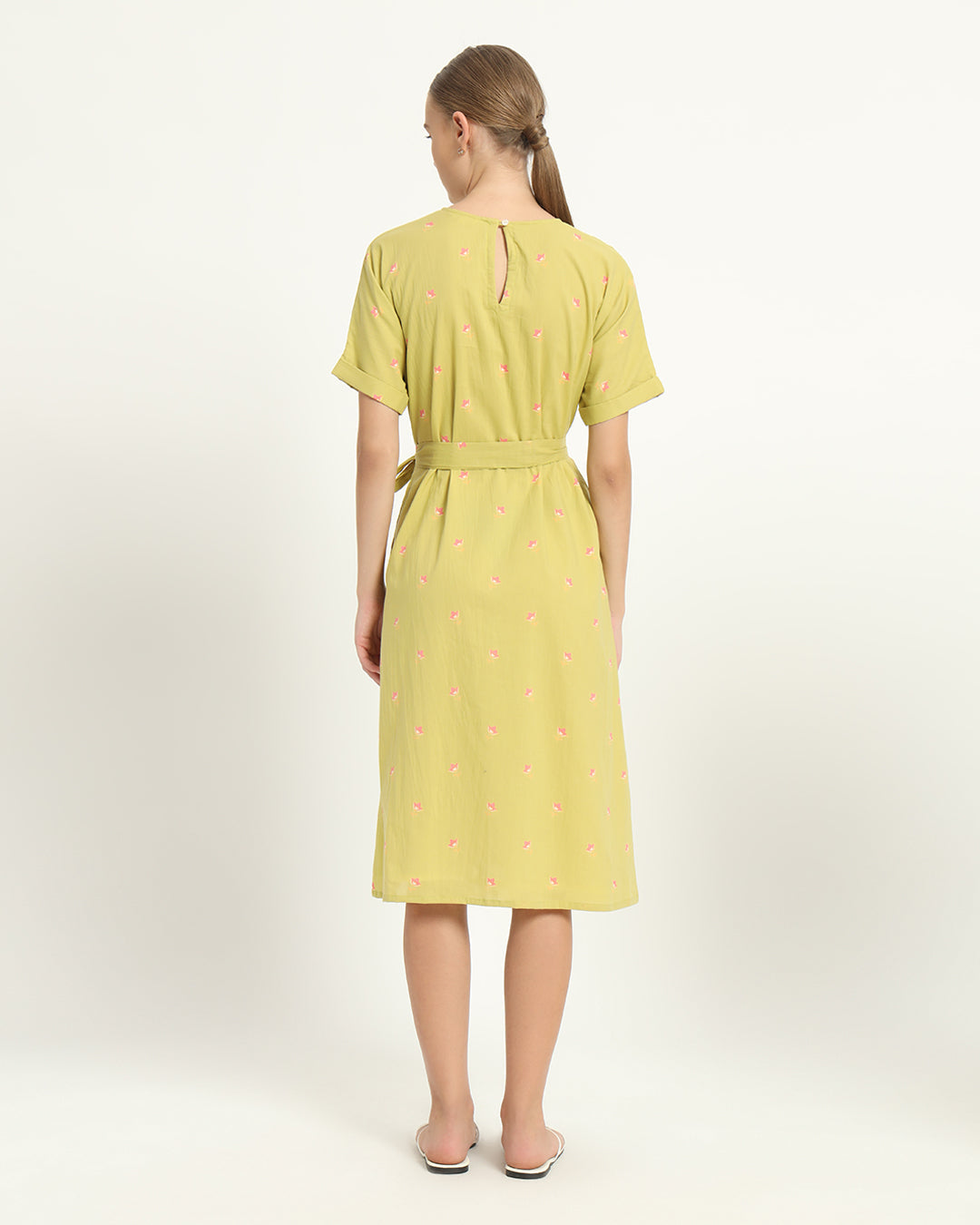 The Tayma Lime Cosmos Cotton Dress