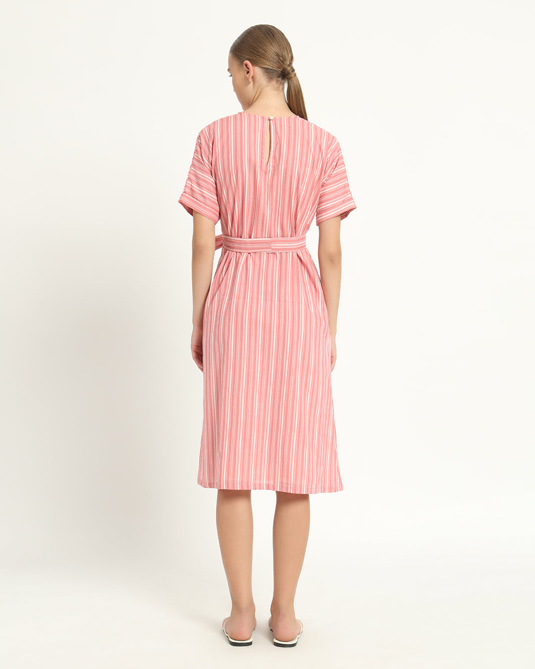 The Tayma Coral Streak Cotton Dress