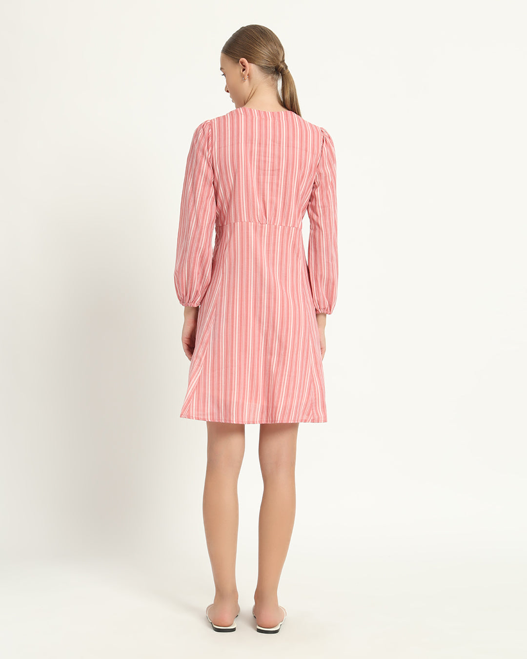 The Dafni Coral Streak Cotton Dress