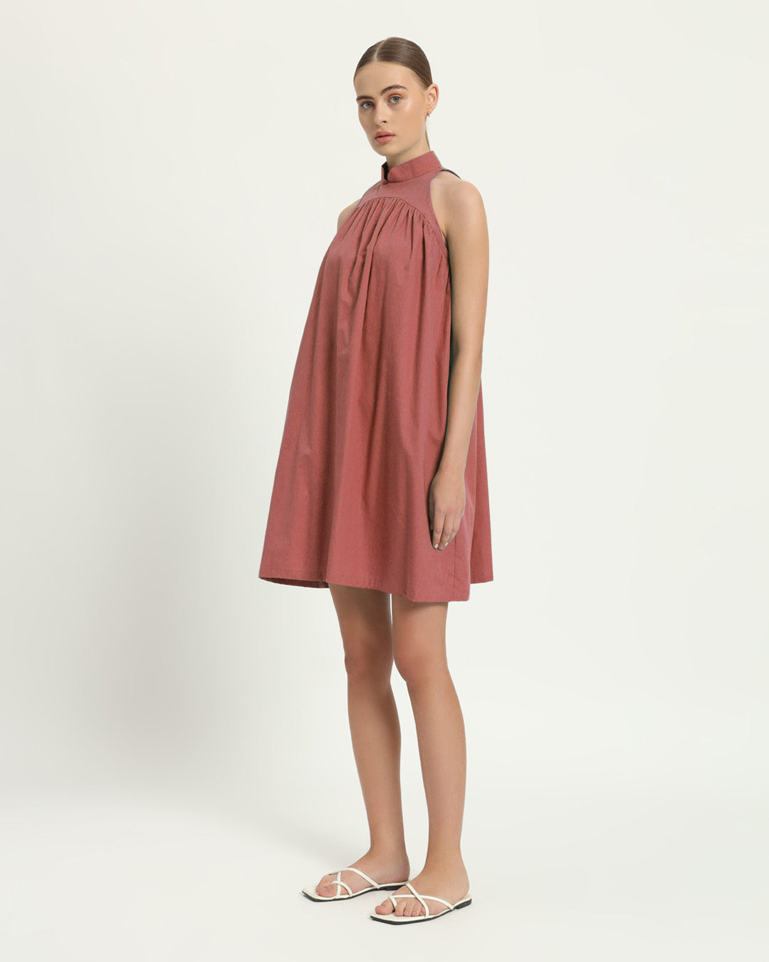 The Eruft Ivory Pink Cotton Dress