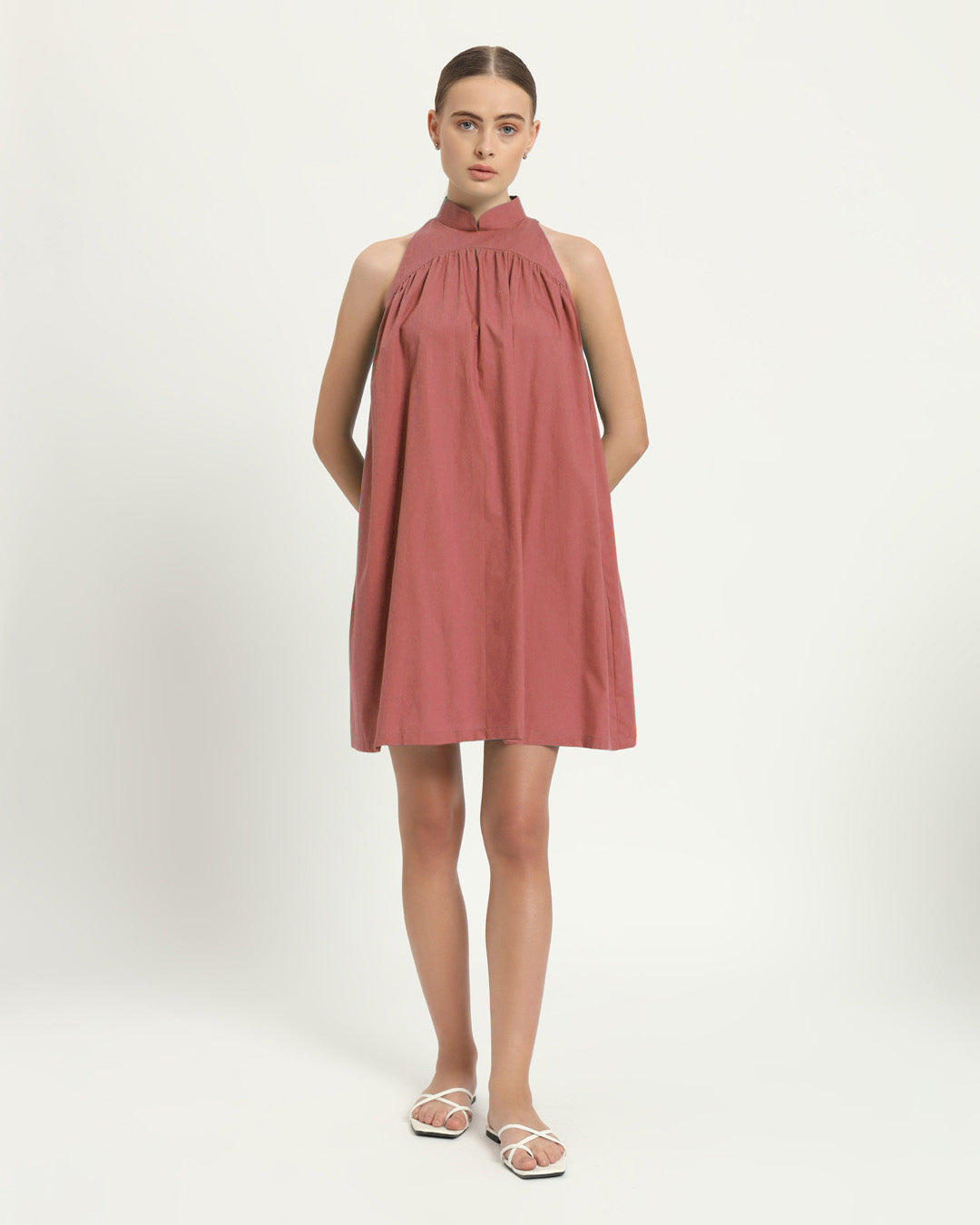 The Eruft Ivory Pink Cotton Dress