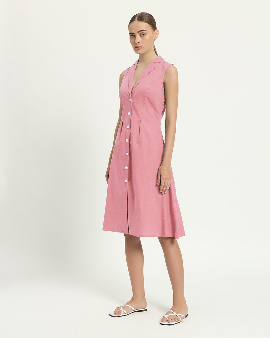 The Germering Fondant Pink Cotton Dress