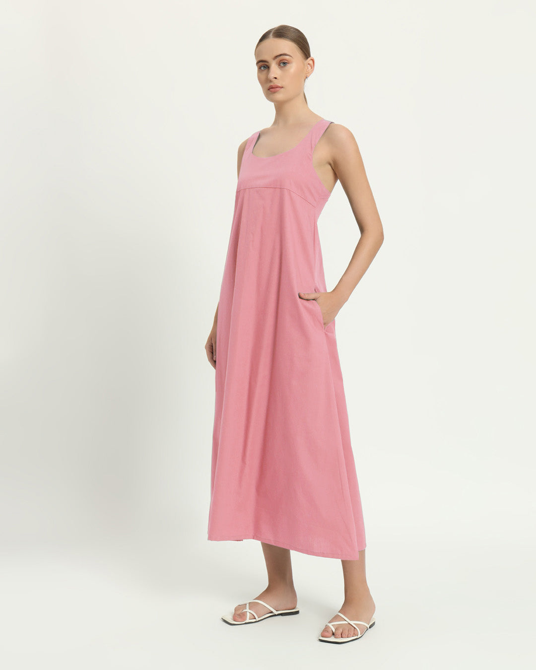 The Magdala Fondant Pink Cotton Dress