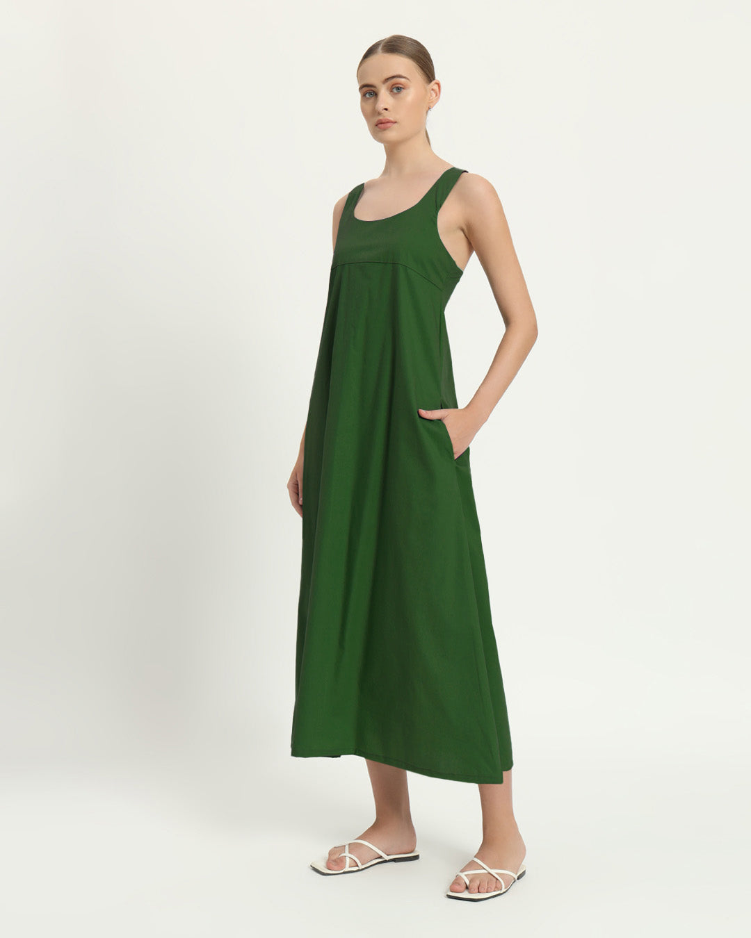 The Magdala Emerald Cotton Dress