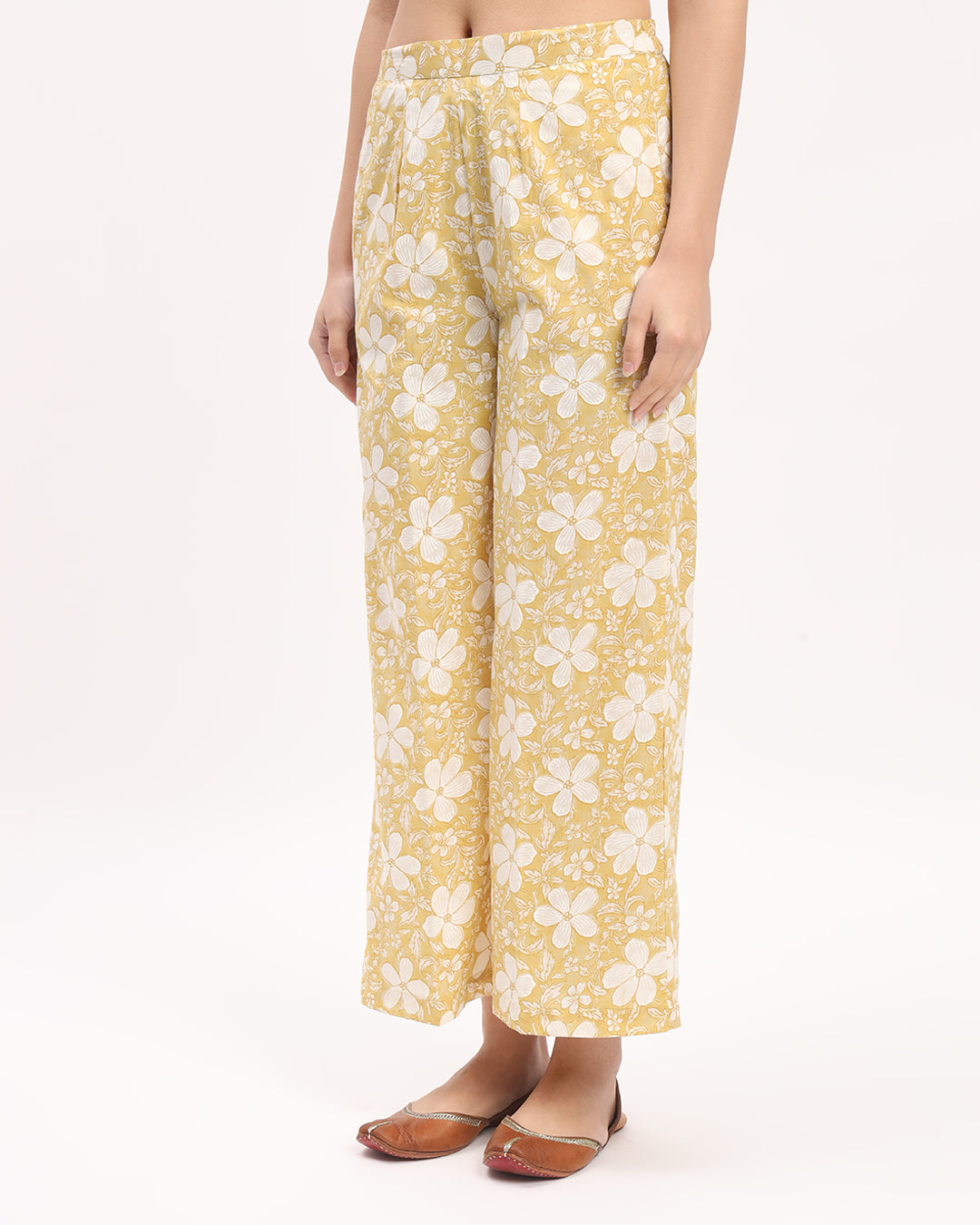 Yellow Moonlit Jasmine Printed Wide Pants