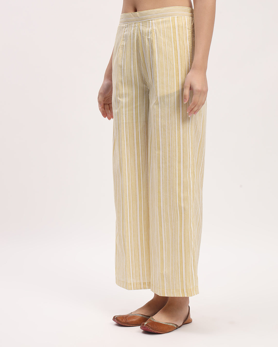 Yellow Chic Lines Printed Wide Pants