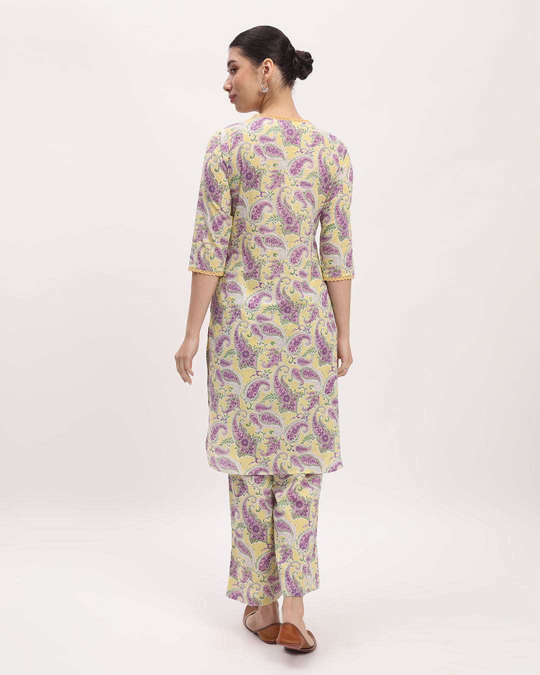 Combo: Lavender Paisley & English Floral Garden Lace Affair Printed Kurta (Without Bottoms)