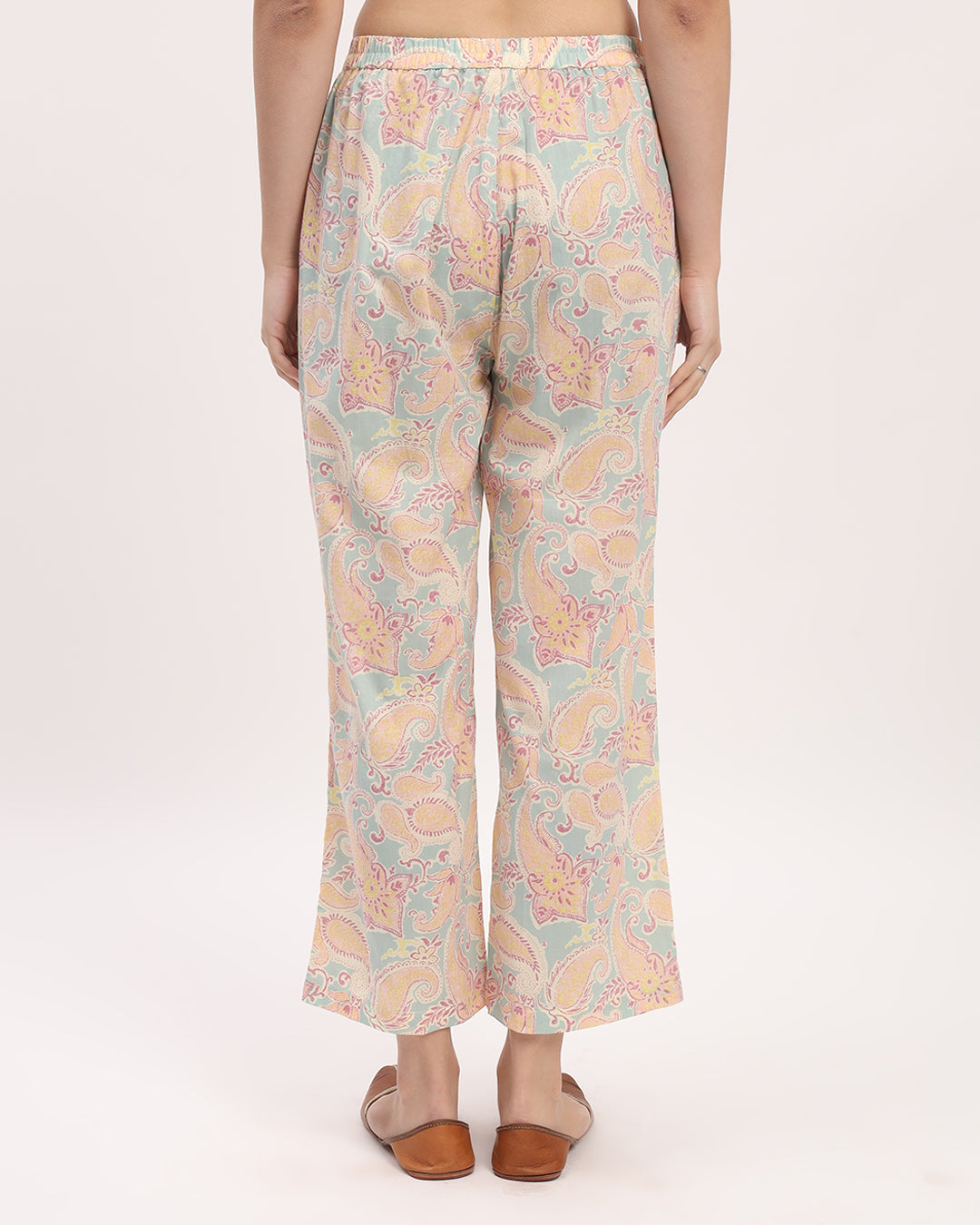 Tiffany Blue Paisely Printed Wide Pants