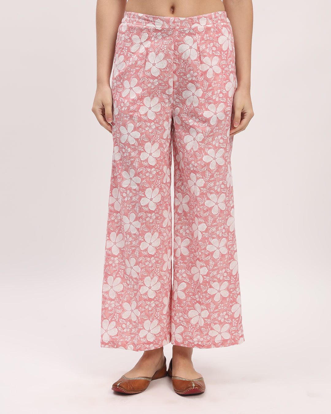 Pink Moonlit Jasmine Printed Wide Pants