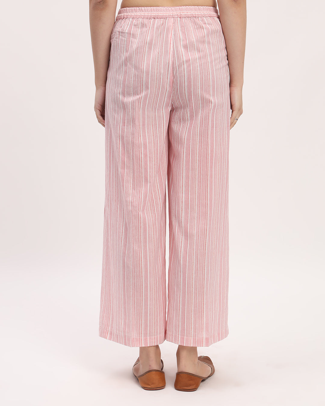 Pink Chic Lines Printed Wide Pants