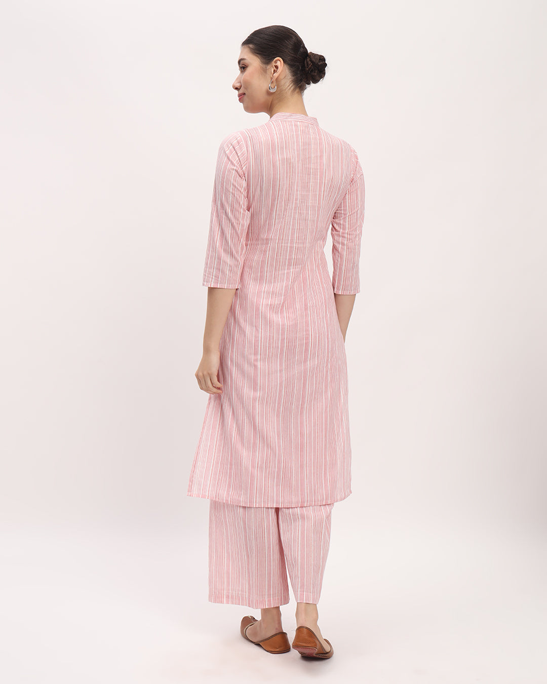 Pink Chic Lines High-Low Printed Kurta (Without Bottoms)