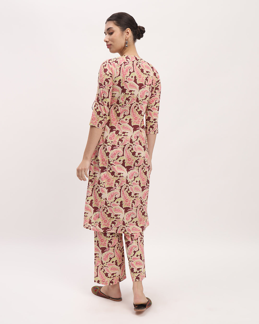 Rosewood Paisely Angrakha Printed Co-ord Set