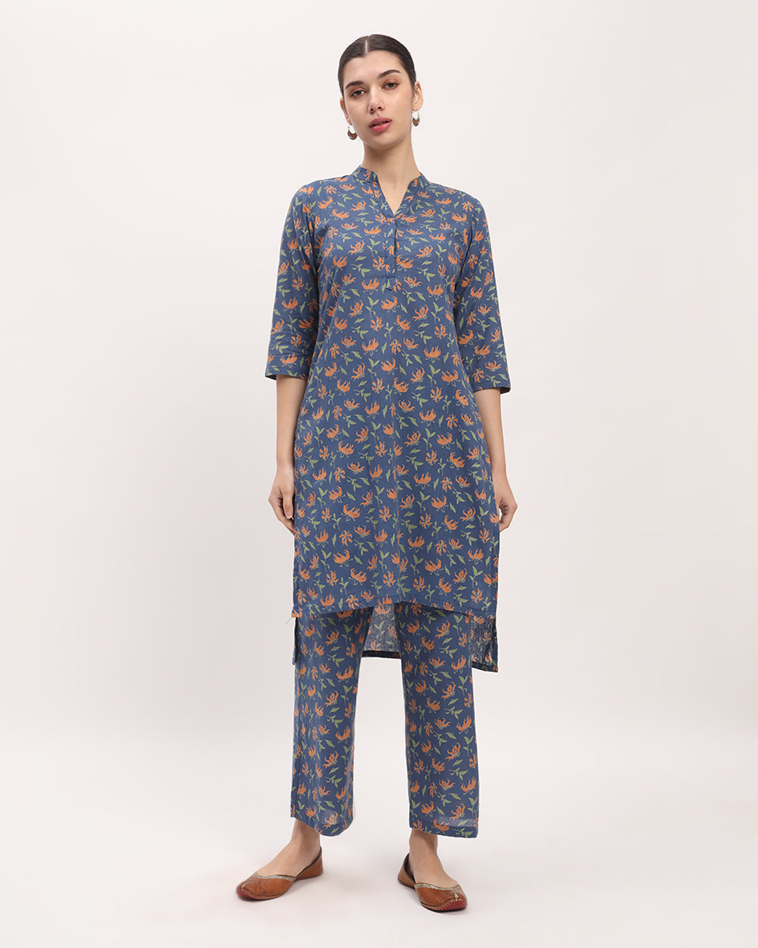 Fire Lillies Elegance High-Low Printed Kurta (Without Bottoms)