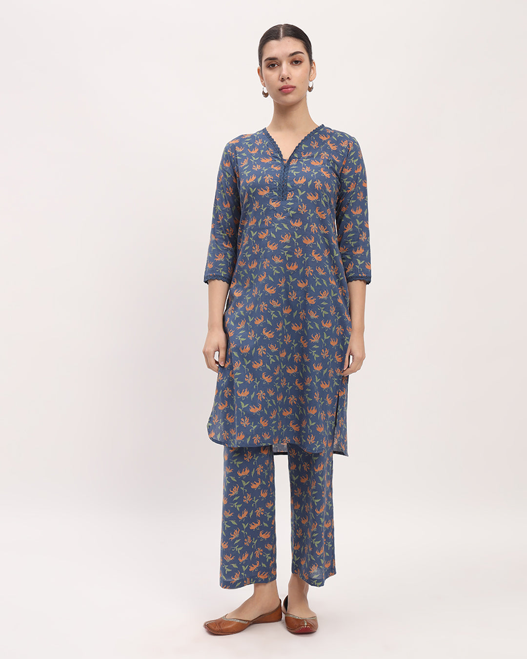 Fire Lillies Elegance Lace Affair Printed Kurta (Without Bottoms)