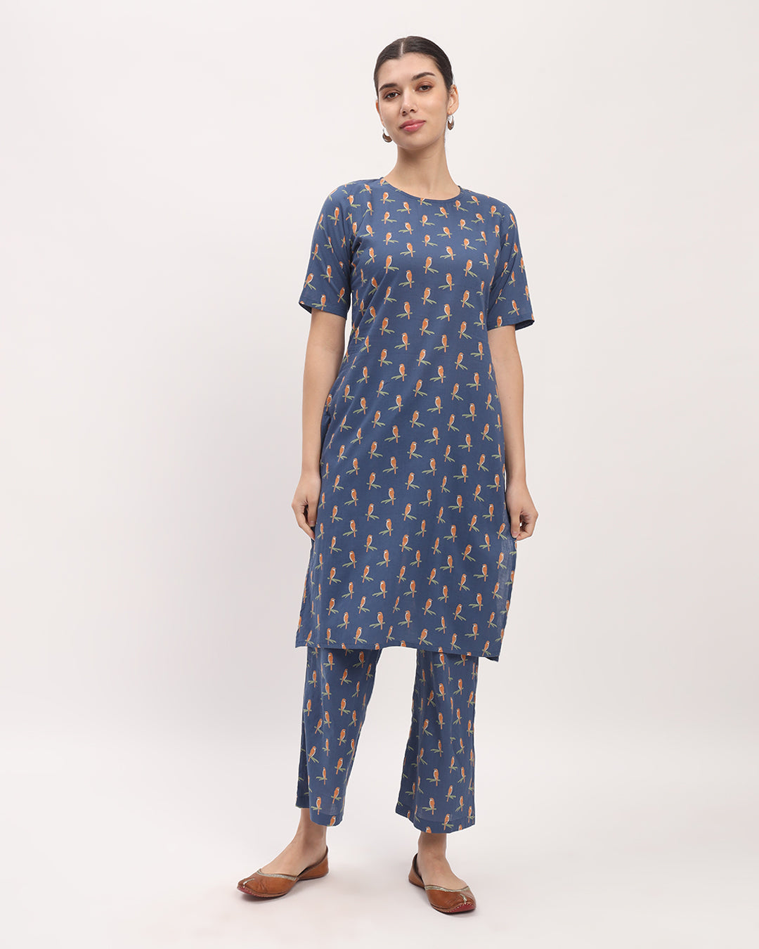 Parrot Island Round Neck Printed Co-ord Set